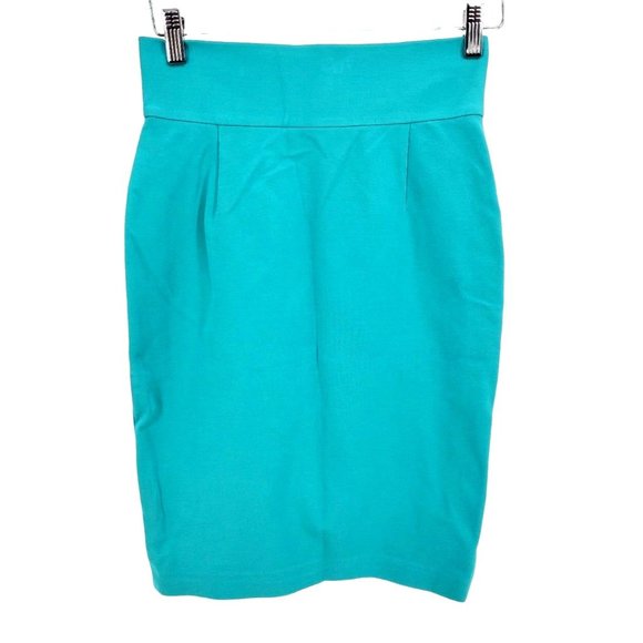 ANTONIO MELANI Pencil Skirt Knee-length Stretchy Soft Fitted Knee-length Teal - Picture 9 of 10